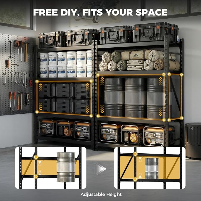 CAMMOO 6000LBS Heavy Duty Storage Shelves, Upgraded Structure, Solid Steel - Image 9