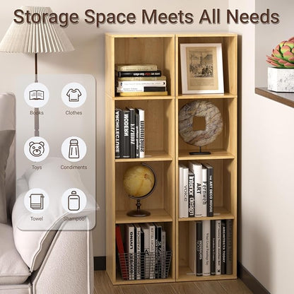 4 Cube Storage Organizer, 4 Tier Cube Low Bookcase Freestanding Storage Display - Image 4