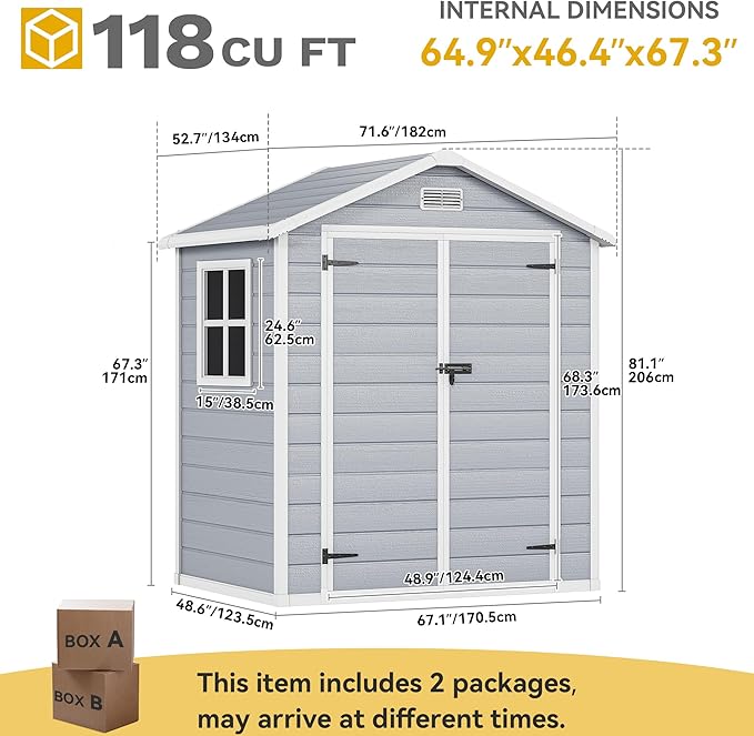 DWVO 6x4.4 FT Resin Storage Shed - Image 7