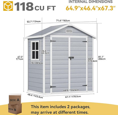 DWVO 6x4.4 FT Resin Storage Shed - Image 7