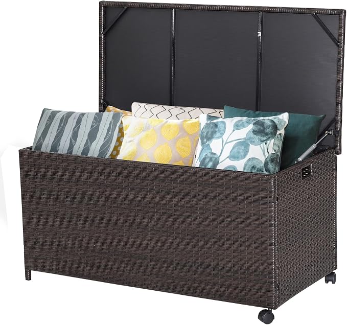Tangkula 50 Gallon Wicker Deck Storage Box, Patio Rattan Storage Container by TANGKULA