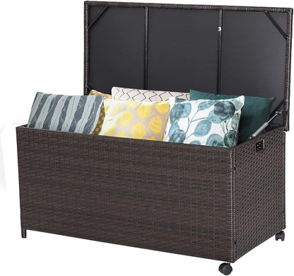 Tangkula 50 Gallon Wicker Deck Storage Box, Patio Rattan Storage Container by TANGKULA