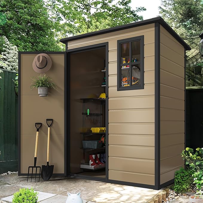 DWVO 5x3ft Resin Outdoor Storage Shed - Image 3