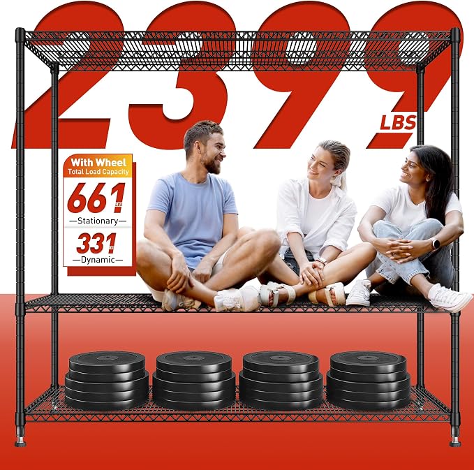 REIBII 60''W Storage Shelves 2399LBS Wire Shelving - Image 4