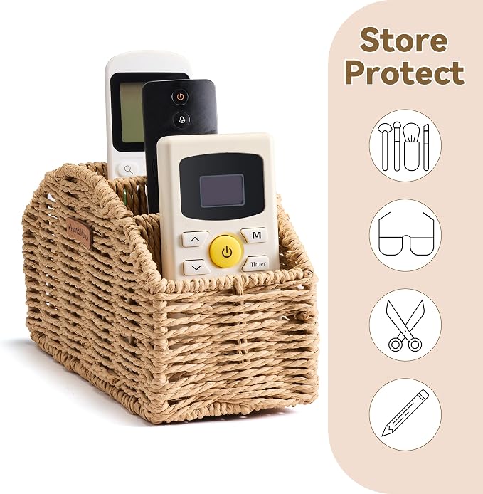 Handwoven Remote Control Holder Basket - Image 5
