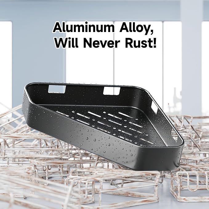 Veken Aluminum Corner Shower Caddy 4-Pack, Never Rust, No Drilling Adhesive - Image 3