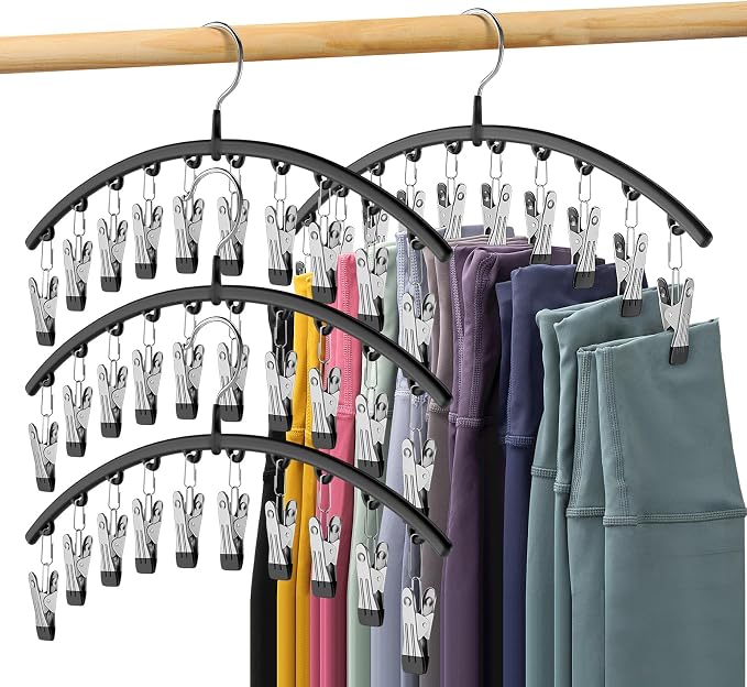 Legging Organizer for Closet, Metal Yoga Pants Hangers 4 Pack w/10 Clips Holds - Image 9