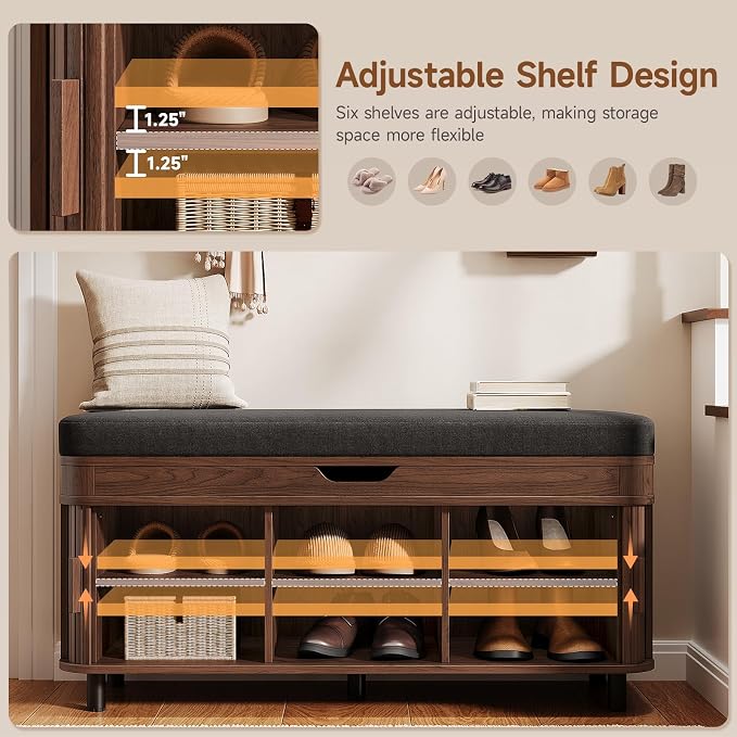 ONBRILL 43.3" Shoe Storage Bench - Image 4
