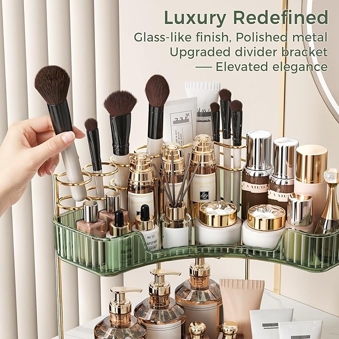BEFSOP Corner Bathroom Counter Organizer, Upgraded 2-Tier Makeup Organizer - Image 4