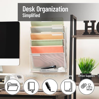 Mind Reader 5-Pocket Vertical File Storage, Desktop Organizer, Wall Mount - Image 2