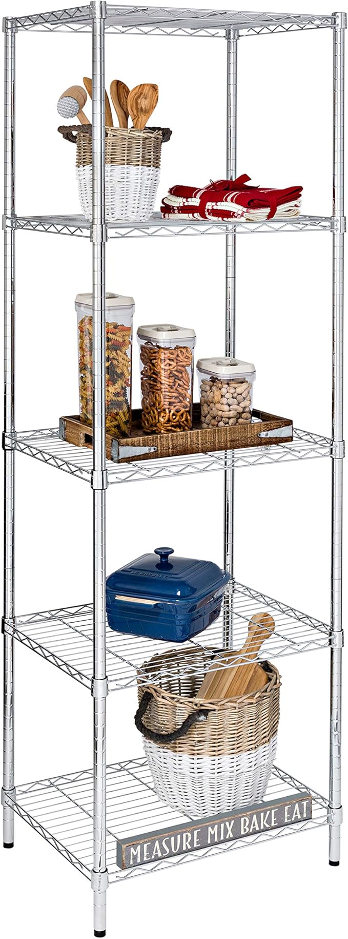 5-Tier Deep Shelf, 250 lb/Shelf, mixing bowls and bulk food containers by BRUTIS