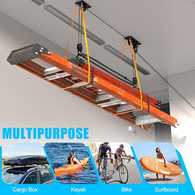 Ceiling Ladder Hoist, Heavy Duty Pulley System - Image 6