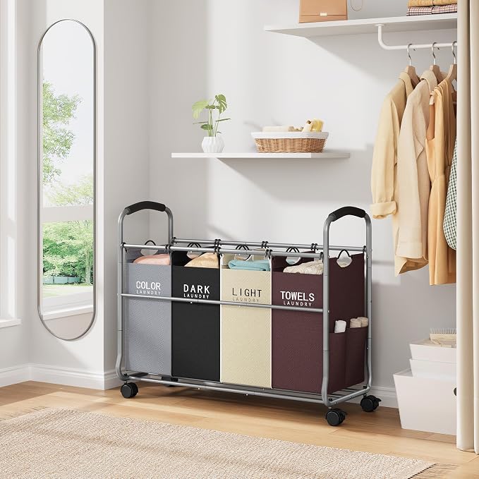 Tajsoon Laundry Sorter 4 Sections, Laundry Separator Hamper - Image 8