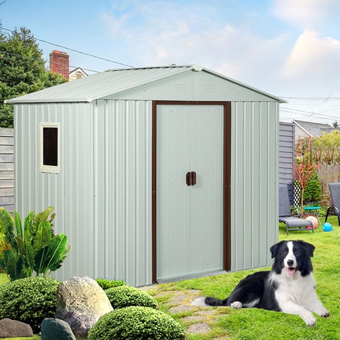 Outdoor Metal Storage Shed Window Ventilation Foundation Frame Waterproof - Image 6
