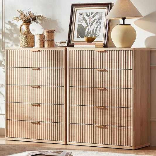 LEYAOYAO Fluted 5 Drawers Dresser by LEYAOYAO-Findtheshiningpointofyourideallife%EF%BC%81