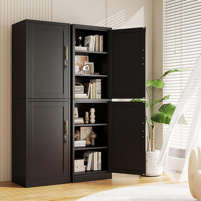 Tall Metal Narrow Bathroom Storage Locker Cabinet 67" H, Tall Black Pantry - Image 9