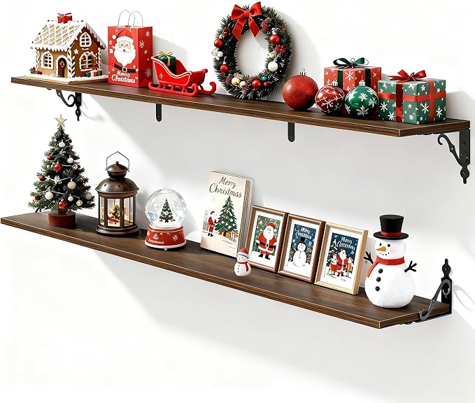Fun Memories 55 Inch Floating Shelves, Long Floating Shelves Wall-Mounted by FunMemories