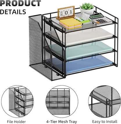 Marbrasse Desk Organizer and Accessories，4-Tier Paper Letter Tray Organizer - Image 4