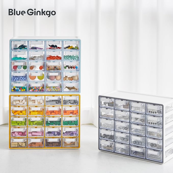 Blue Ginkgo Small 20-Drawer Cabinet – Stackable Clear Organizer - Image 7