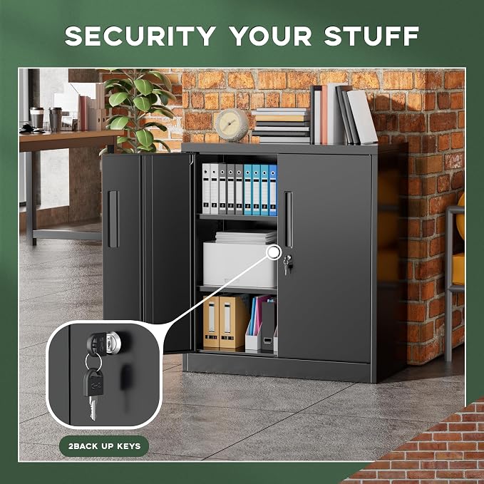 Greenvelly Metal Storage Cabinet, Lockable Storage Cabinets - Image 4