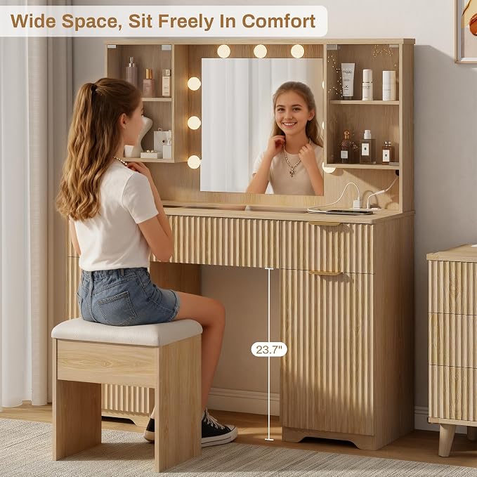 ONME Fluted Vanity Desk 47.2" - Image 6