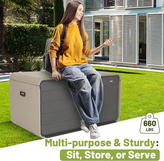 KUIKUI Deck Boxes Outdoor Waterproof, Large Outdoor Deck Box - Image 9