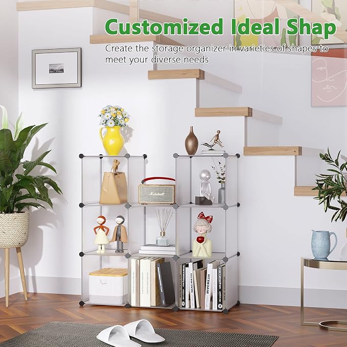 C&AHOME Cube Storage, 9-Cube Plastic Closet Cabinet Organizer, DIY Stackable - Image 5