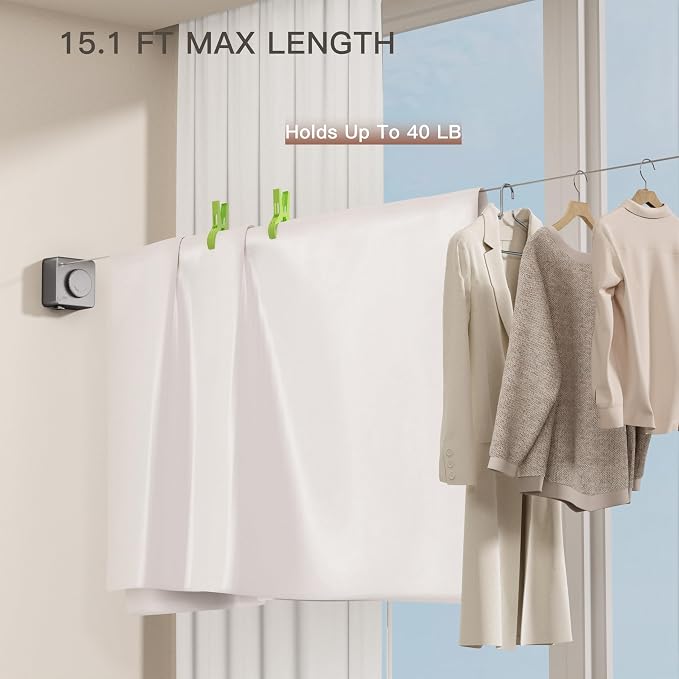 Retractable Clothesline Indoor Outdoor, Clothes Line Retracting Indoor - Image 4