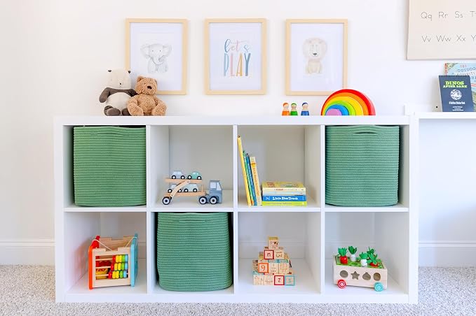 NaturalCozy 13x15x13 Kallax Storage Cubes Bins, 3 Pack | Cotton Rope Cube - Image 3