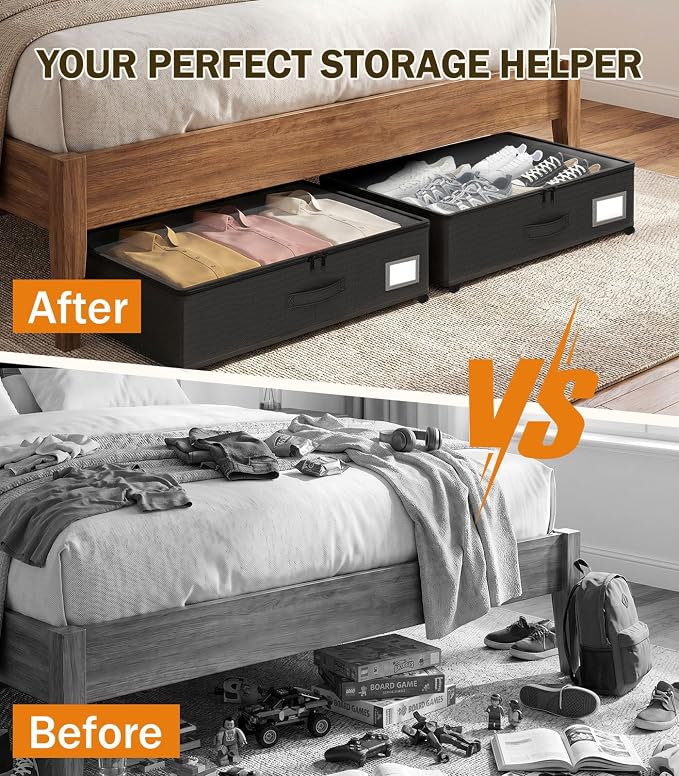 Under Bed Storage with Wheels 2-Pack, Under Bed Storage Containers, Underbed - Image 5