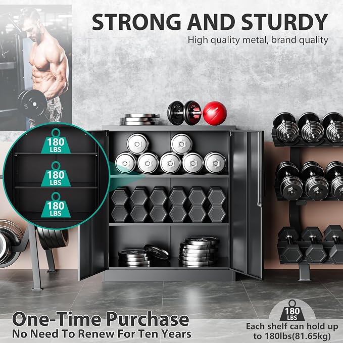 SISESOL Metal Storage Cabinet Locked Steel Cabinet - Image 8