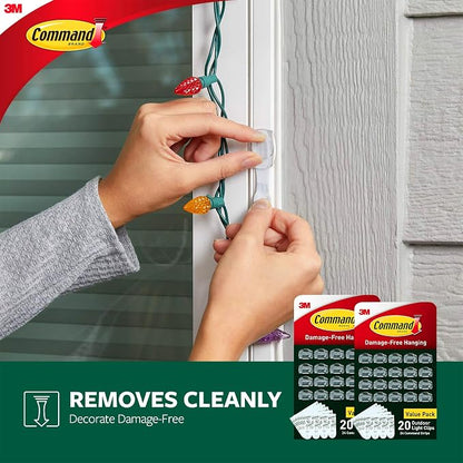 Command Outdoor Light Clips, 40 Clear and 48 Strips, Damage Free Hanging - Image 3