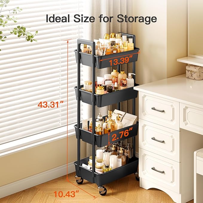 Pipishell 4-Tier Rolling Cart, Plastic Cart - Image 5