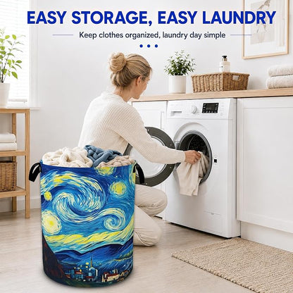Starry Night Laundry Basket, Van Gogh Style Oxford Cloth Laundry Hamper - Image 6