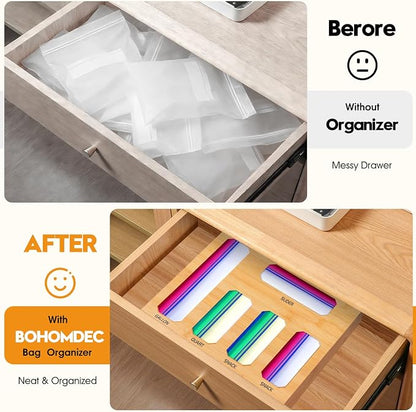 Bamboo Ziplock Bag Organizer for Kitchen Drawer, Food Storage Baggie Holder - Image 2
