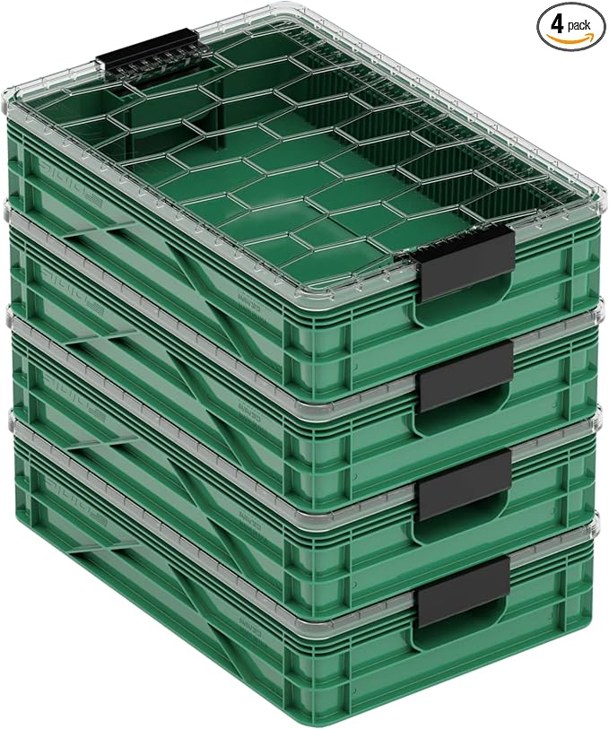 SIDIO Quarter Crate 4 Pack of Stackable Storage Bins by Sidio
