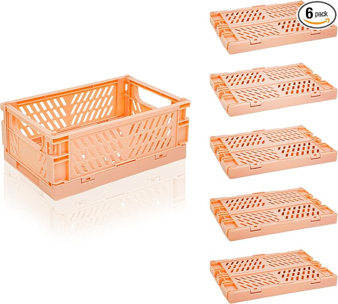6 Pack Mini Foldable Small Plastic Baskets by Daixers