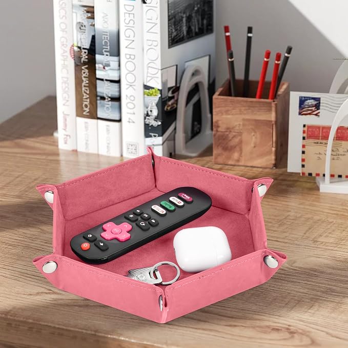 Foldable Hexagonal Dice Tray Desktop Storage Organizer PU Leather & Velvet - Image 5