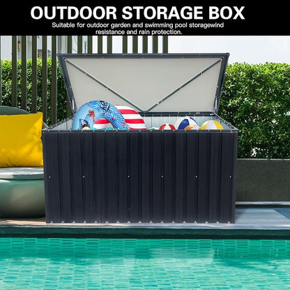 Outdoor Metal Storage Box, Lockable Weatherproof Deck Box, Heavy-Duty Terrace - Image 4