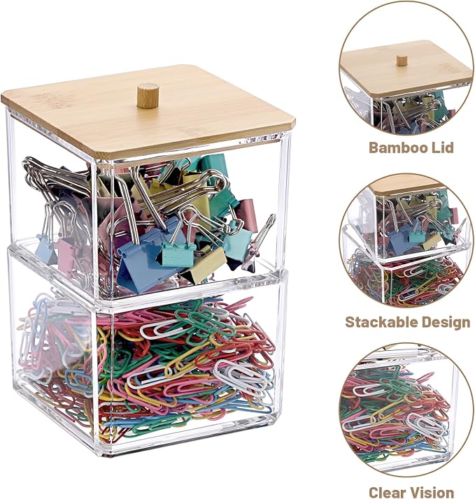 BTSKY Clear Stackable Paper Clip Holder - Image 7