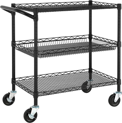 Finnhomy 3 Tier Heavy Duty Commercial Grade Utility Cart, Wire Rolling Metal by Finnhomy