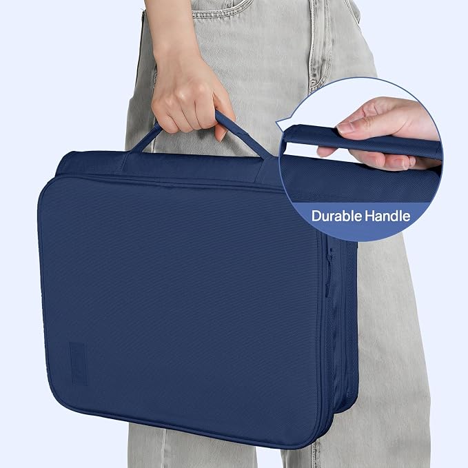 SUNEE Zippered Binder Bag with Handle, 2-Inch 3-Ring O-Ring, 500-Sheet Capacity - Image 7
