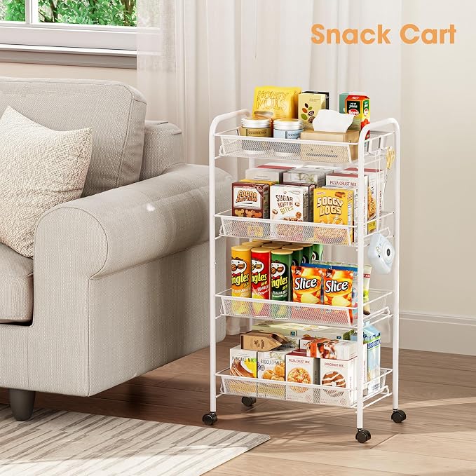 TOOLF 4-Tier Rolling Cart, Metal Utility Cart - Image 7