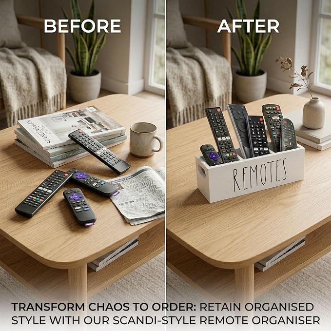 Remote Control Holder, Farmhouse Remote Storage Caddy, Bedside TV Controller Box - Image 2