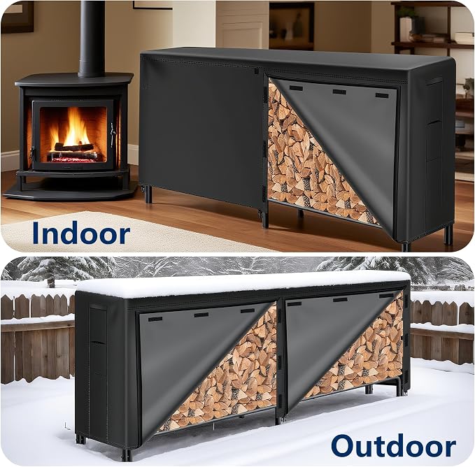 AMAGABELI GARDEN & HOME 8ft Firewood Cover Waterproof Log Rack Cover Outdoor - Image 6