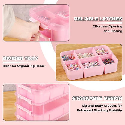 CraftGenes Art Supply Storage Organizer, 4-Tier 10 Qt Box, 2 Trays, Accessories - Image 4