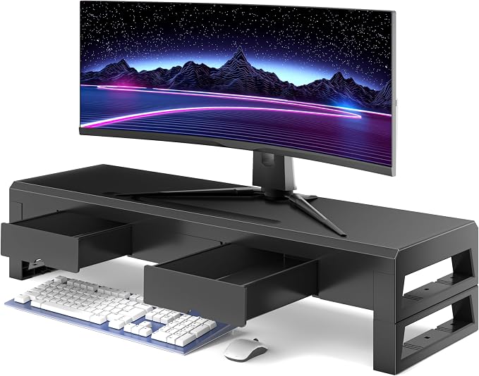 Computer monitor stand with 3 drawer ，Laptop Desk Shelf & Monitor Riser， 27.55 by Unknown