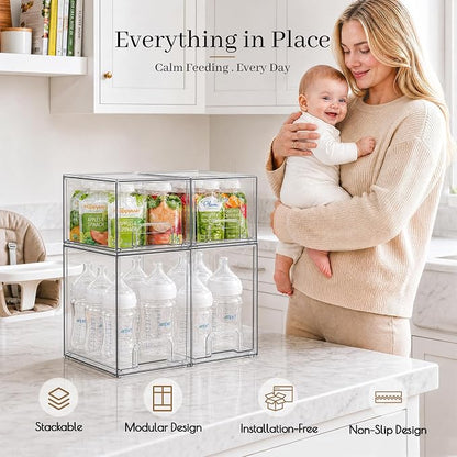 Clear Stackable Storage Drawers, Baby Bottle Organizer, Easily-Access Makeup - Image 6