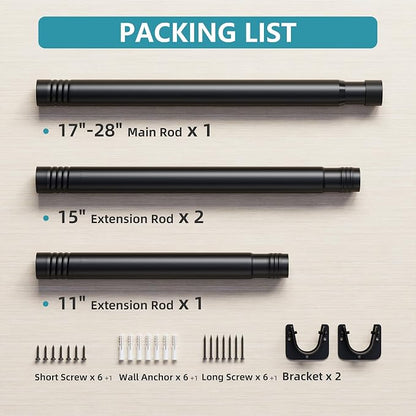 STARLATTA Heavy Duty Black Closet Rod: 17-69 Inch Stepless Adjustable Clothes - Image 7