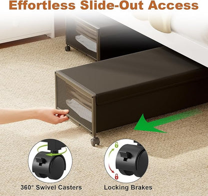 2 Pack Under the Bed Storage Containers, 10 inch Height Under Bed Shoe Storage - Image 4